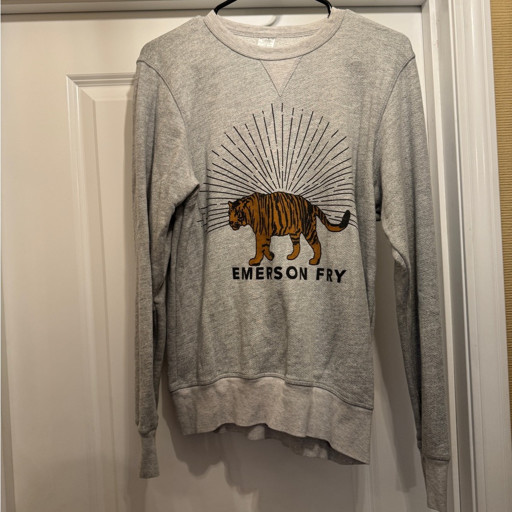 Emerson Fry Grey Crewneck Sweatshirt with Tiger Graphic